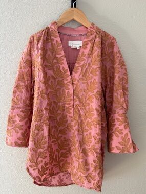 byAnthropologie Pink Embroidered Tunic Top - XXS
